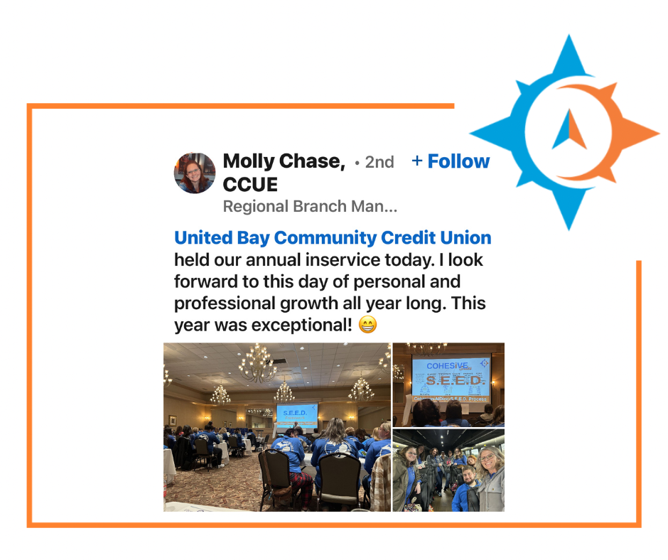 Testimonial - United Bay Community Credit Union held our annual inservice today. I look forward to this day of personal and professional growth all year long. This year was exceptional!